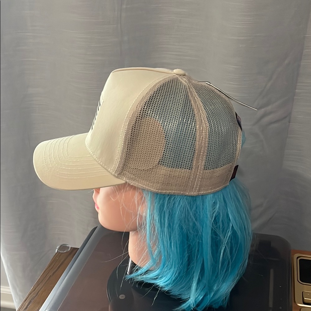 Beige Cap With American Flag Patch - image 3